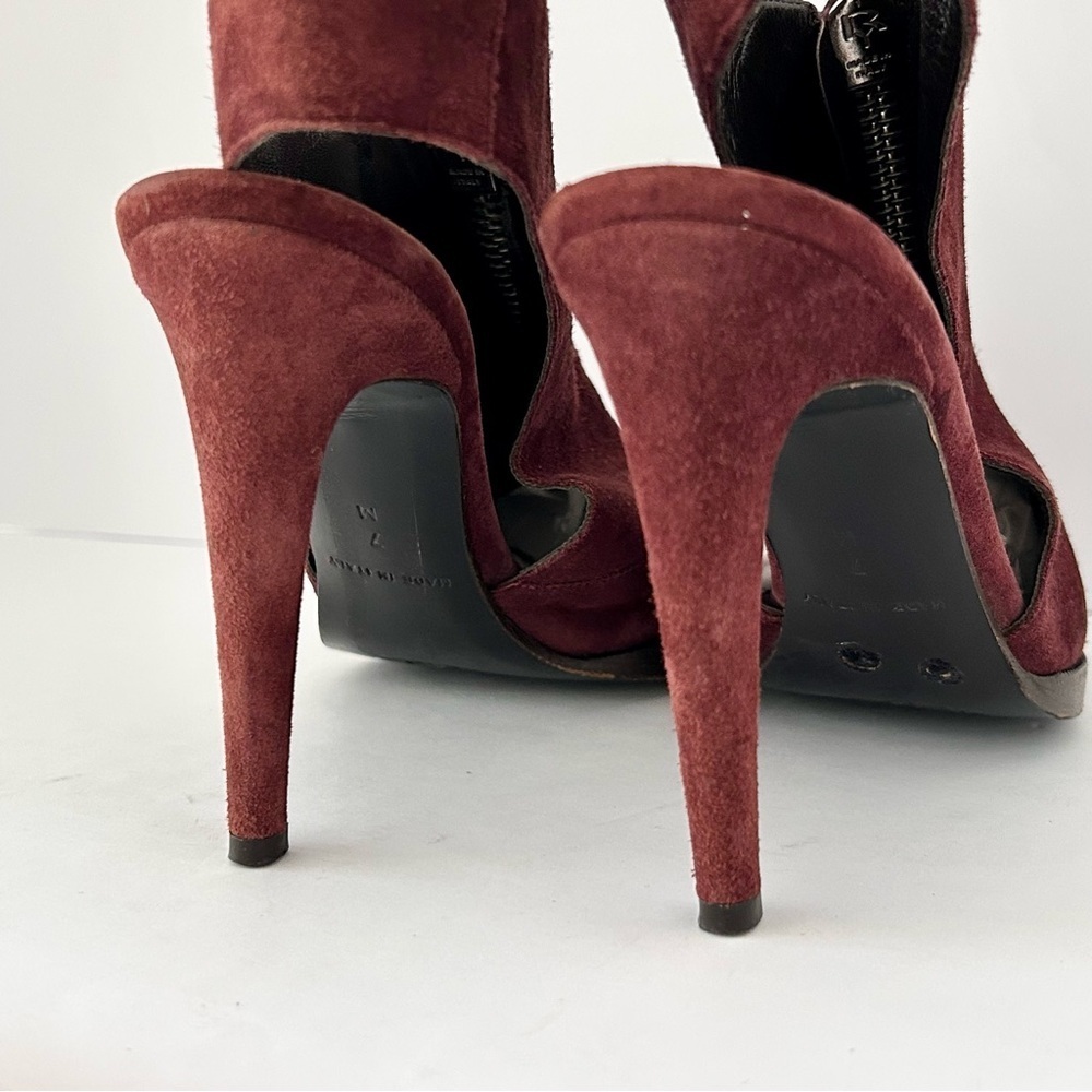 Diane von Furstenberg DVF Suede Heels Slingback Shoe Glamouratti Burgundy Size 7 - Picture 10 of 16